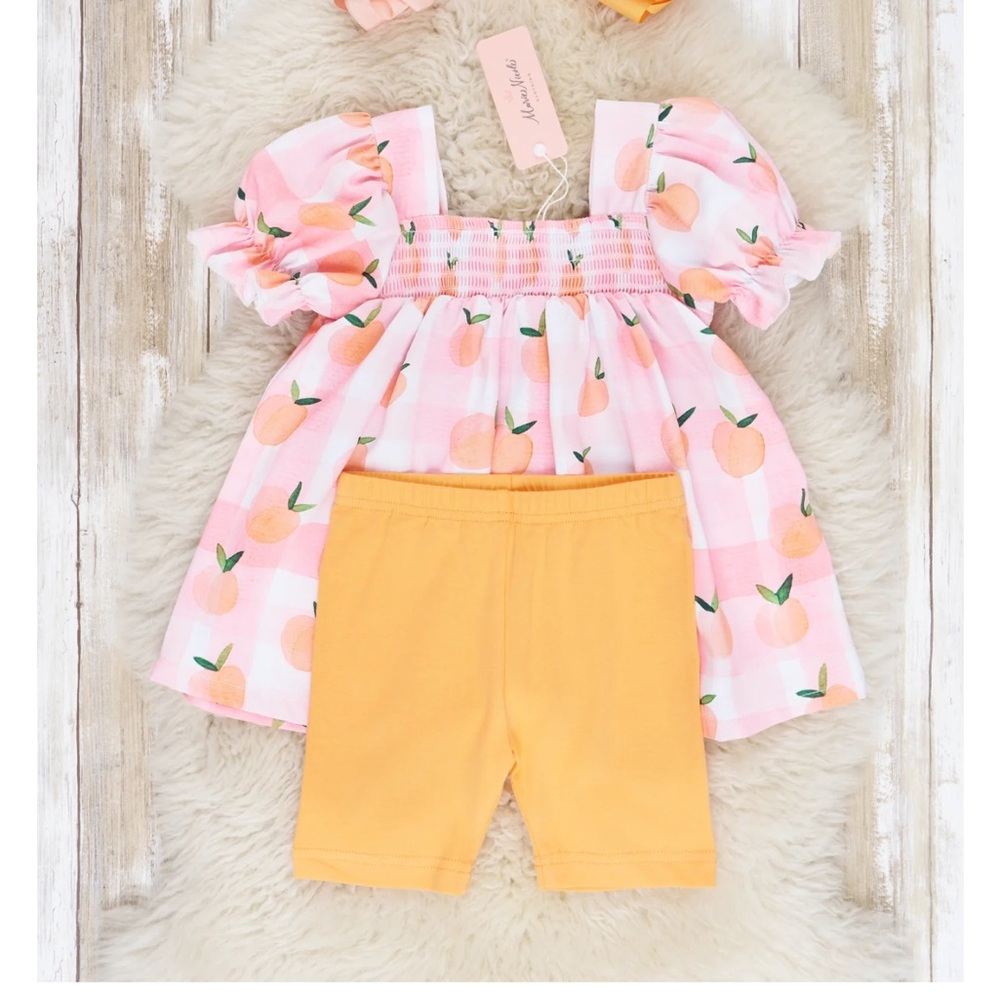 Marie Nicole Clothing | peach gingham ruffle outfit 🍑